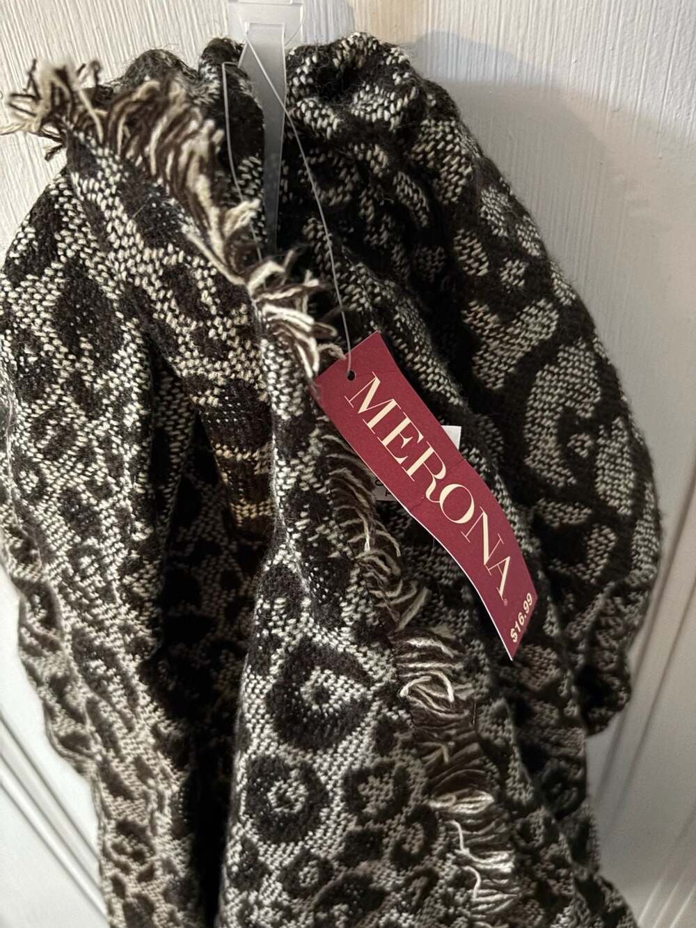 Merona Leopard Print Frayed Edge Blanket Scarf One Size